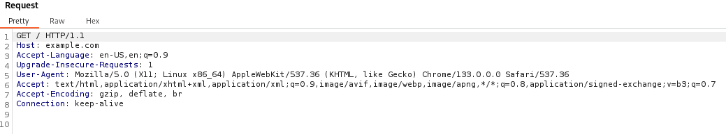 Petición HTTP en Burp Suite.