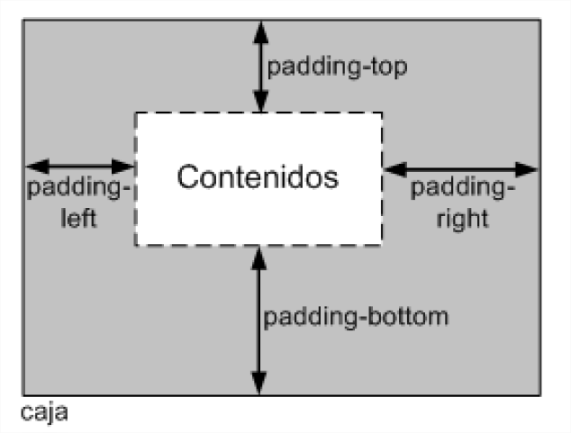 Relleno (padding) y margen (margin).